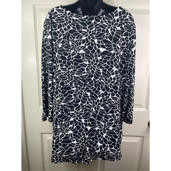 Merona Size 4 Blouse Women Plus Size 2X 3X See Measurements Black White Top - Picture 8 of 10